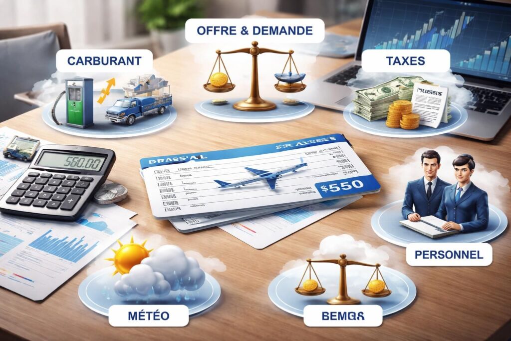 découvrez comment le prix d’un billet d’avion est déterminé en fonction de divers facteurs tels que la demande, la saison, la compagnie aérienne et les frais additionnels.