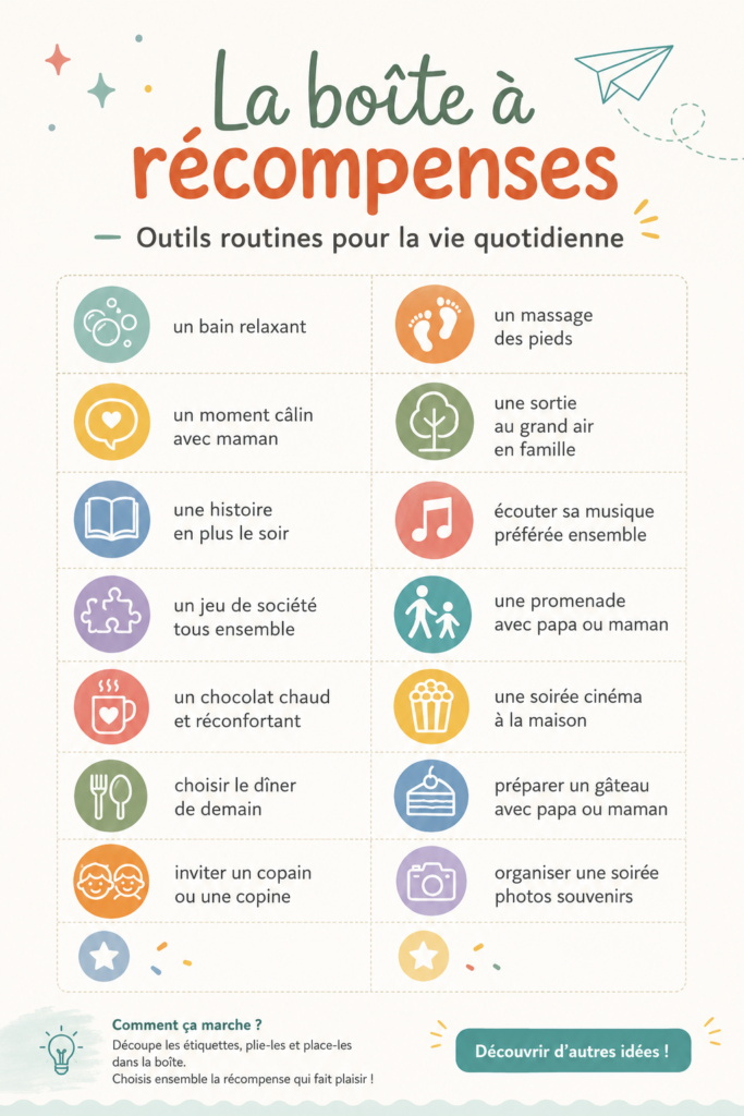 Une belle boîte à récompenses colorée sur une table, prête à être utilisée