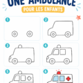 Dessin d'une ambulance colorée, idéal pour les enfants