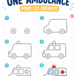 Dessin d'une ambulance colorée, idéal pour les enfants