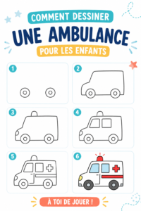 Dessin d'une ambulance colorée, idéal pour les enfants