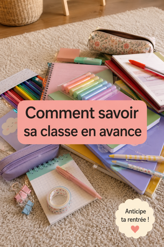 Une femme souriante, consultant son smartphone avec des informations de classe, évoquant la rentrée scolaire.