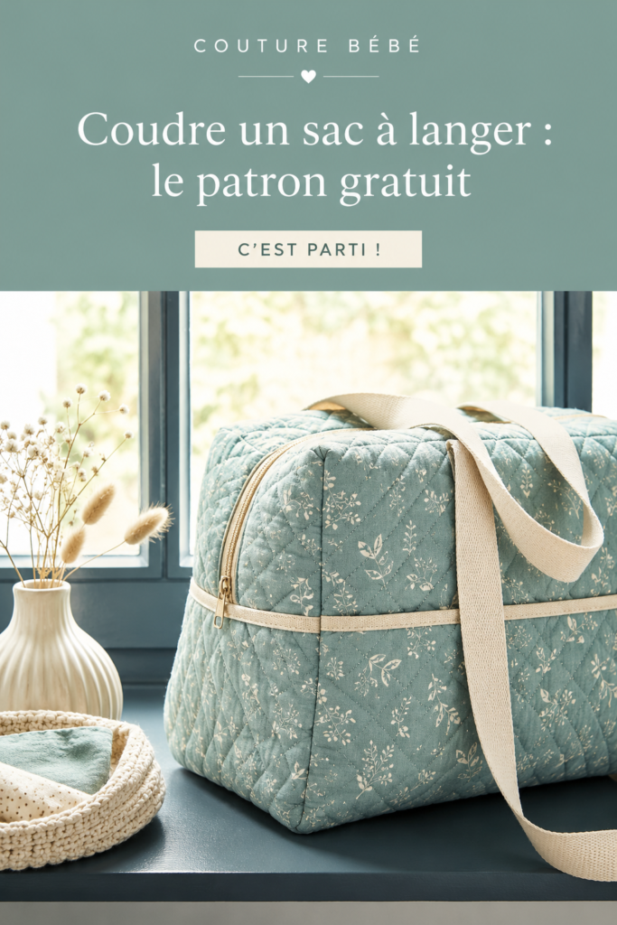 Sac à langer cousu à la main avec un patron gratuit, rempli d'accessoires pour bébé