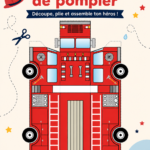 Un enfant découpe un modèle coloré de camion de pompier.