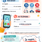 Fiche d'urgence pour enfant avec des informations essentielles et des conseils pratiques.
