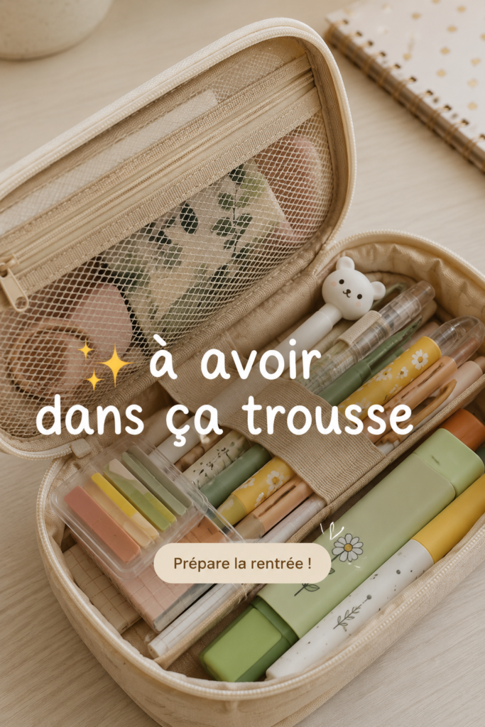 Une trousse de maquillage ouverte avec divers produits de beauté essentiels