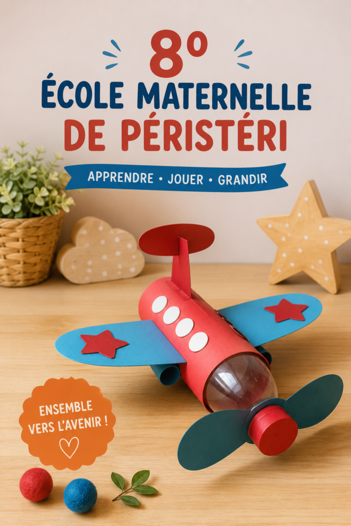 Extérieur du 8ᵉ jardin d'enfants à Peristeri, un lieu accueillant pour les enfants.