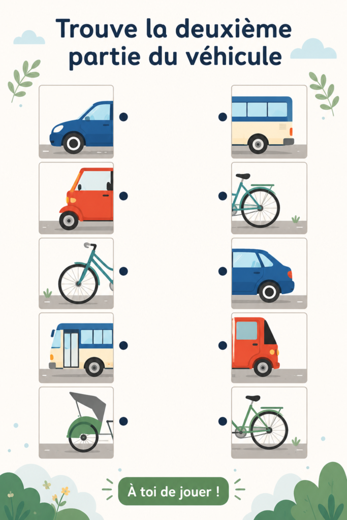 Une amie montrant différents modèles de moyens de transport à ses enfants en s'amusant.