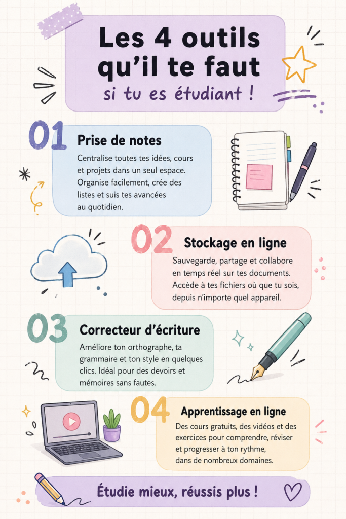 Outils d'étude sur un bureau avec des livres et un ordinateur portable
