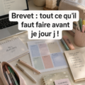 Une élève concentrée en train de réviser pour le brevet avec des livres et des notes.