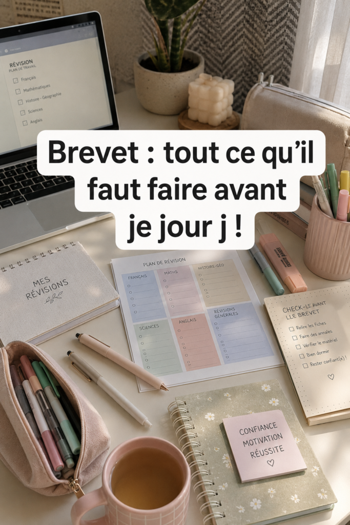 Une élève concentrée en train de réviser pour le brevet avec des livres et des notes.