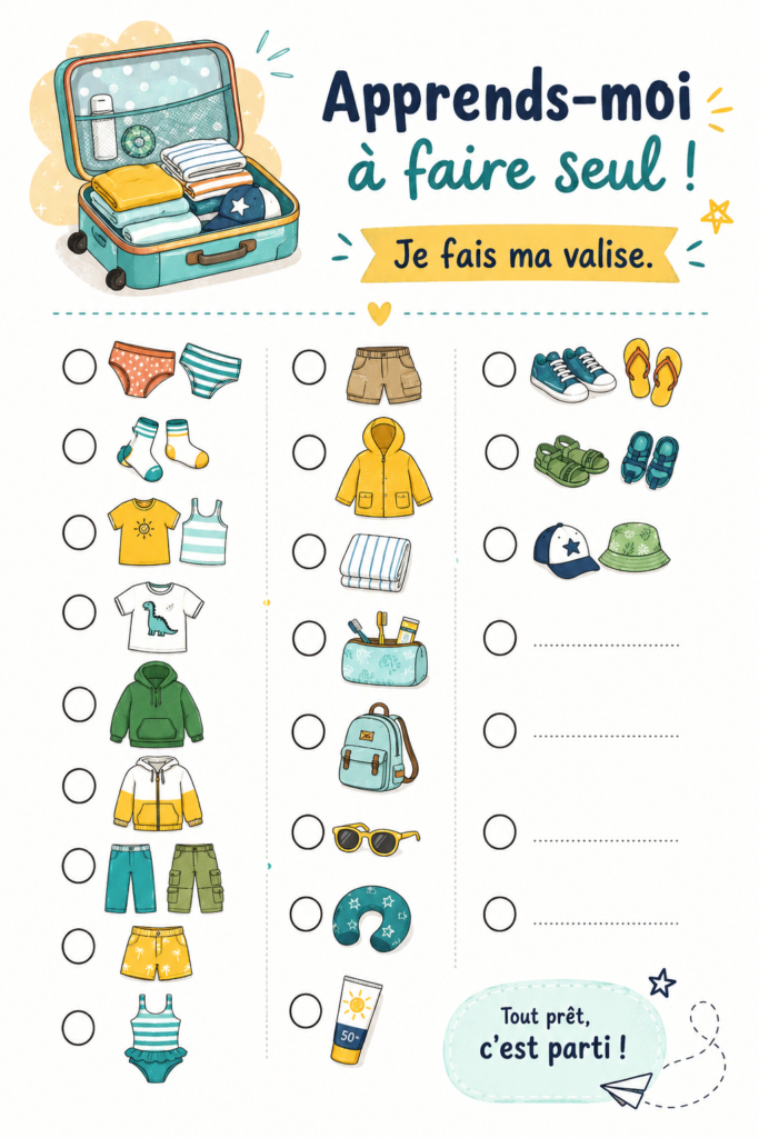 Femme préparant une valise organisée pour un voyage