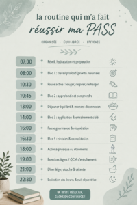 Image d'une étudiante concentrée dans un espace de travail bien organisé, symbolisant la routine d'étude.