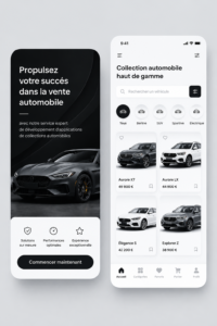 Une femme utilisant une application de collecte de voitures sur son smartphone