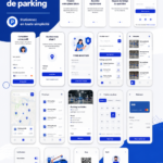Capture d'écran d'une application de stationnement avec interface utilisateur claire
