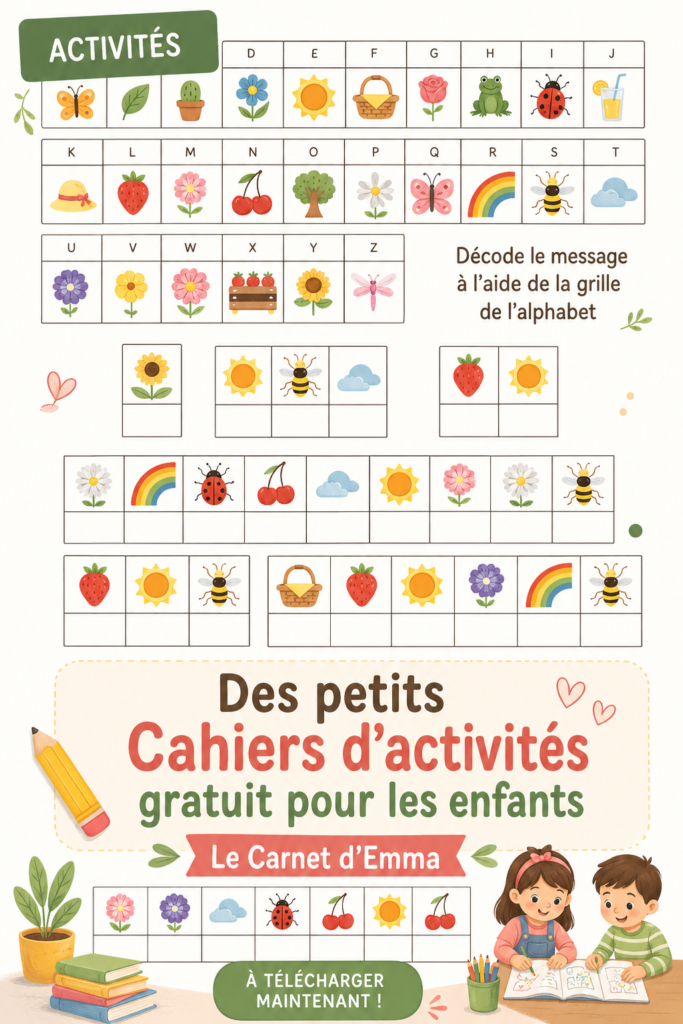Un enfant heureux travaillant sur un cahier d'activités coloré avec des crayons.
