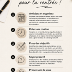 Une femme souriante avec un carnet et un stylo, se préparant pour la rentrée.
