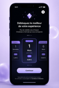 Capture d'écran d'un écran de paywall sur une application iOS