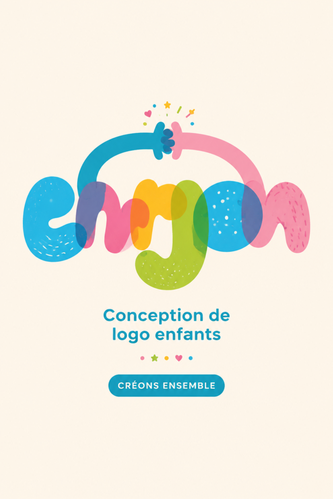 Un exemple de logo ludique conçu pour un enfant, utilisant des couleurs vives et des formes amusantes.
