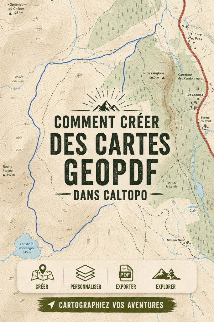 Capture d'écran de l'interface de Caltopo montrant la création de cartes GeoPDF.