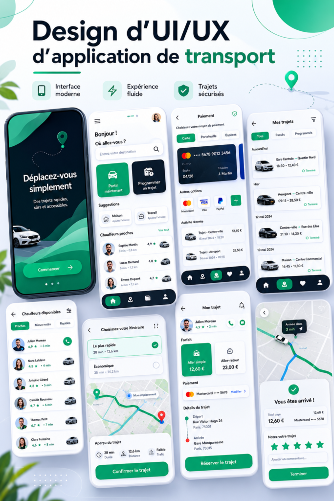 Un design moderne et fonctionnel pour une application de transport