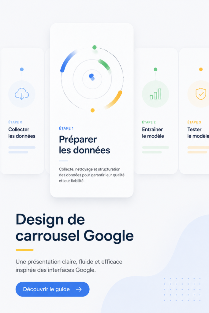 Capture d'écran d'un carrousel Google bien conçu, illustrant des exemples créatifs.