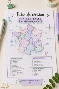 Fiche de révision sur les bases de la géographie avec des illustrations