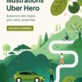 Illustration inspirante des héros d'Uber, mettant en avant la créativité et la mobilité moderne.