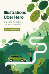 Illustration inspirante des héros d'Uber, mettant en avant la créativité et la mobilité moderne.
