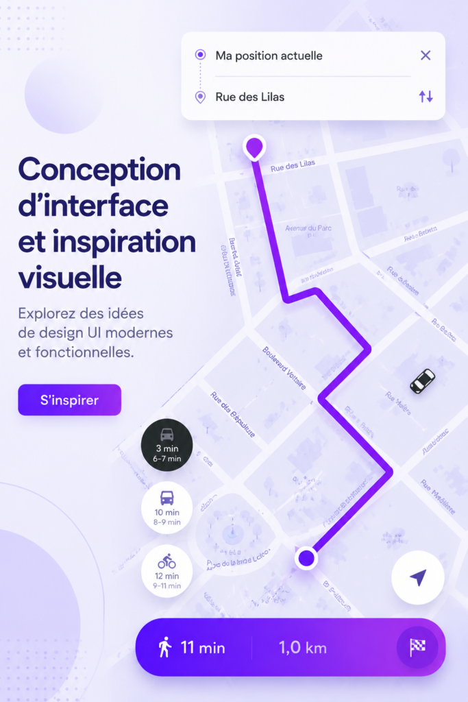Divers exemples de design d'interface modernes et créatifs qui inspirent.