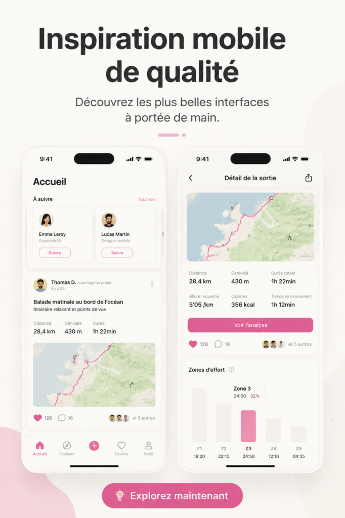 Un écran de smartphone montrant un magnifique design mobile contemporain.