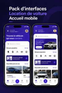 Interface de réservation de voiture simple et agréable à utiliser, dédiée à la location de véhicules.