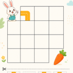 Un enfant jouant à un jeu éducatif avec un petit lapin et une carotte sur une tablette.