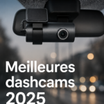 Une dash cam moderne installée sur le tableau de bord d'une voiture