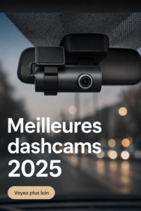 Une dash cam moderne installée sur le tableau de bord d'une voiture