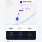 Capture d'écran de l'application RALLY montrant une carte de navigation Mapbox.