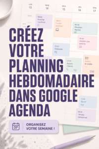 Capture d'écran de Google Agenda montrant un emploi du temps organisé