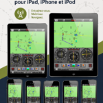 Capture d'écran d'un simulateur de navigation radio sur un iPad, montrant une interface intuitive et moderne.