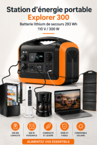 Station d'énergie portable Jackery Explorer 300 avec appareils connectés