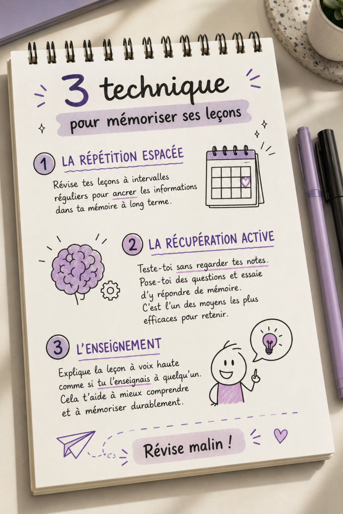 Une femme utilisant des méthodes de mémorisation pour étudier ses leçons