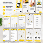 Un ensemble de designs de templates gratuits pour services automobiles, représentant des brochures et des flyers.