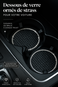 Dessous de verre étincelants élégamment posés dans un porte-gobelet de voiture