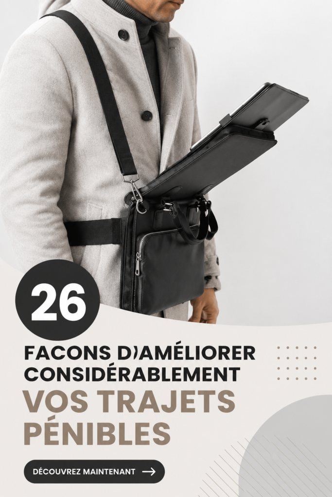 Femme heureuse dans les transports en commun, découvrant des astuces pour améliorer son trajet quotidien.