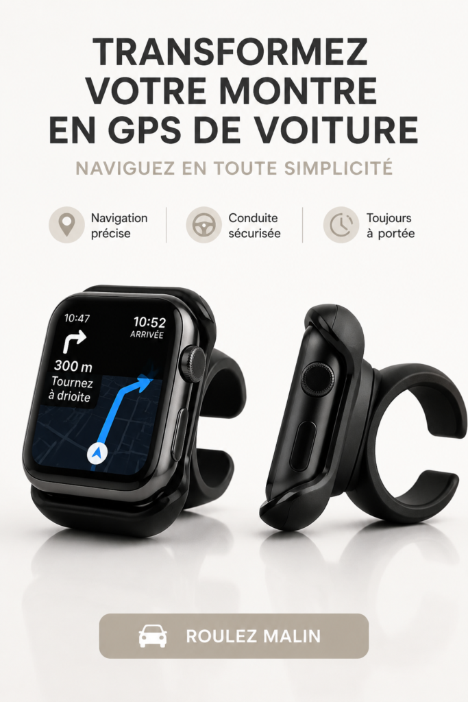 Une femme utilisant son Apple Watch comme GPS dans sa voiture.