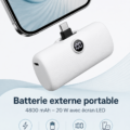 Chargeur portable iWALK 4800mAh avec affichage LED en blanc, parfait pour tous vos déplacements.
