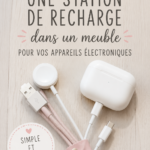 Station de charge dans un meuble moderne avec plusieurs appareils