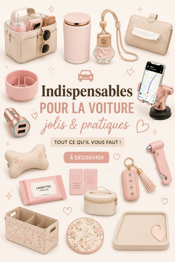 Accessoires esthétiques pour voiture, alliant style et praticité, dans un intérieur automobile élégant.