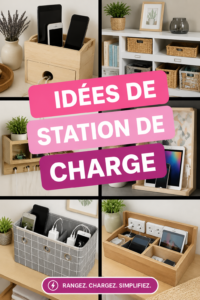 Station de recharge artistique avec plusieurs appareils électroniques