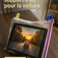 Un kit de voiture DIY pour iPad, comprenant un support et des accessoires pratiques, installé dans un véhicule.