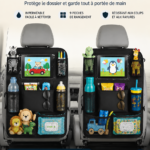 Organisateur de sièges arrière de voiture en tissu imperméable avec plusieurs poches